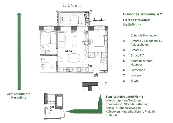 Lägenhet Prora - Stilvolle Mit Balkon, Echtholz Kamin, Gemeinschaftssauna, Strandkorb Am Und Waschmaschine - Kasamimb